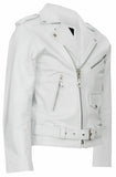 Classic Brando Biker White Cowhide Leather Jacket 113