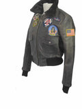 Top Gun Flying  Vintage flight Women Leather jacket in ladies fit 1106