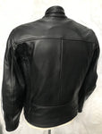 CRUISER SPOR MOTORCYCLE COWHIDE LEATHER JACKET WITH WHITE STRIPES- 1108 VICTOR