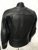 CRUISER SPOR MOTORCYCLE COWHIDE LEATHER JACKET WITH WHITE STRIPES- 1108 VICTOR