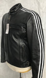 CRUISER SPOR MOTORCYCLE COWHIDE LEATHER JACKET WITH WHITE STRIPES- 1108 VICTOR