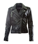 Brando Biker Sheep nappa Leather Jacket (Perfecto) in women's fit.113L- Na