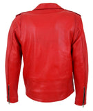 Classic Brando Biker Red Cowhide Leather Jacket 113