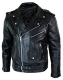 Classic Brando biker Jacket milled cowhide Leather. (Regular) 113R