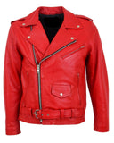 Classic Brando Biker Red Cowhide Leather Jacket 113