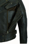 CUSTOM BIKER JACKET BLACK& BROWN ANTIQ 1168