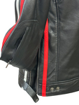 Men's Real Leather Jacket Motorcycle Band Collar Patch Fashion Biker Jacket1184-BLACK