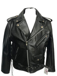 Cow Hide Side Lace Biker Leather Jacket Eagle Embossed Bronx 118-E