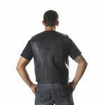MOTORCYCLE PLAIN COWHIDE WAXY LEATHER WAISTCOAT-LEVIS 201
