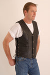 Natural (waxy) Cowhide Leather Biker Waistcoat with Side Lace - Fresco 202
