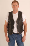 Natural (waxy) Cowhide Leather Biker Waistcoat with Side Lace - Fresco 202
