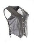 Motorcycle Vest  with laces on the sides for ladies in cowhide leather waistcoat Janice 213