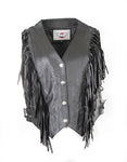 Ladies Short Fring Leather Wast Coat Rodeo Vest 214