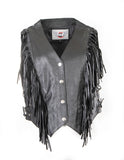 Ladies Short Fring Leather Wast Coat Rodeo Vest 214