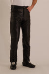 Plain Leather jean in cowhide leather Biker Fashion Style (Martin) 301
