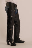 Leather Motorcycle Chaps with fringes and Concho Soho 321