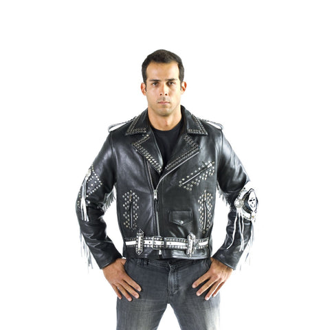 Devil II Studder Biker Jacket Front