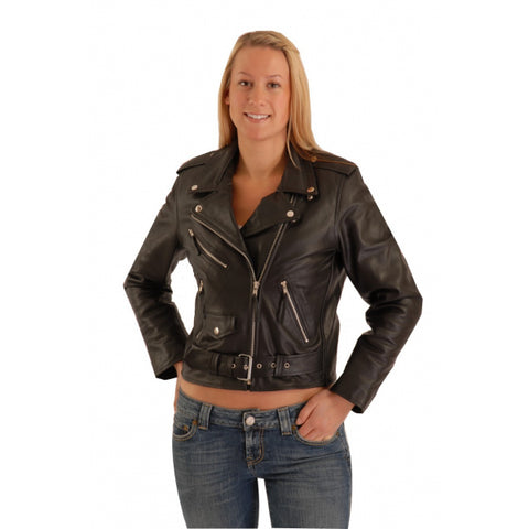 Brando Biker cowhide Leather Jacket (Perfecto) in women's fit.113-L