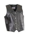 MOTORCYCLE PLAIN COWHIDE WAXY LEATHER WAISTCOAT-LEVIS 201