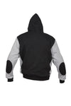 BLACK/GREY ARMOURED MOTORBIKE JACKET HOODIE