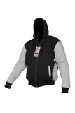 BLACK/GREY ARMOURED MOTORBIKE JACKET HOODIE