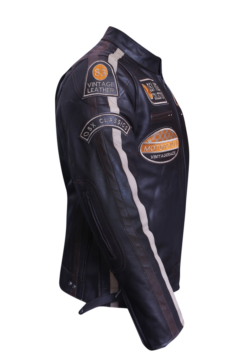 OSX RACING BIKER JACKET WITH BADGES - CRUISER STYLE -1174 – OSX ...