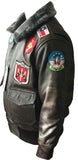 Kids Pilot Aviator Bomber Leather Jacket In Sheep Nappa K100