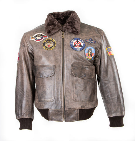 B2 : Men's Top Gun Pilot Bomber Fling Aviation Leather Jacket 157