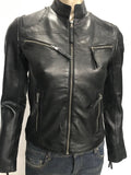 Ladies Real Leather Black  Fitted Bikers Vintage Style Jacket Gilda S087