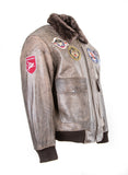 B2 : Men's Top Gun Pilot Bomber Fling Aviation Leather Jacket 157