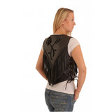 Rose fringe vest back view