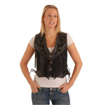 Rose fringe vest front view